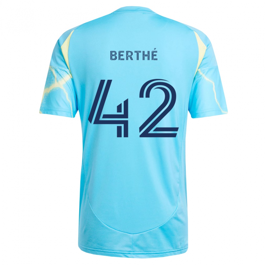 גברים Mamoutou Berthé #42 כחול בהיר שחור צהוב בהיר הרחק ג'רזי 2026/27 חולצה קצרה
