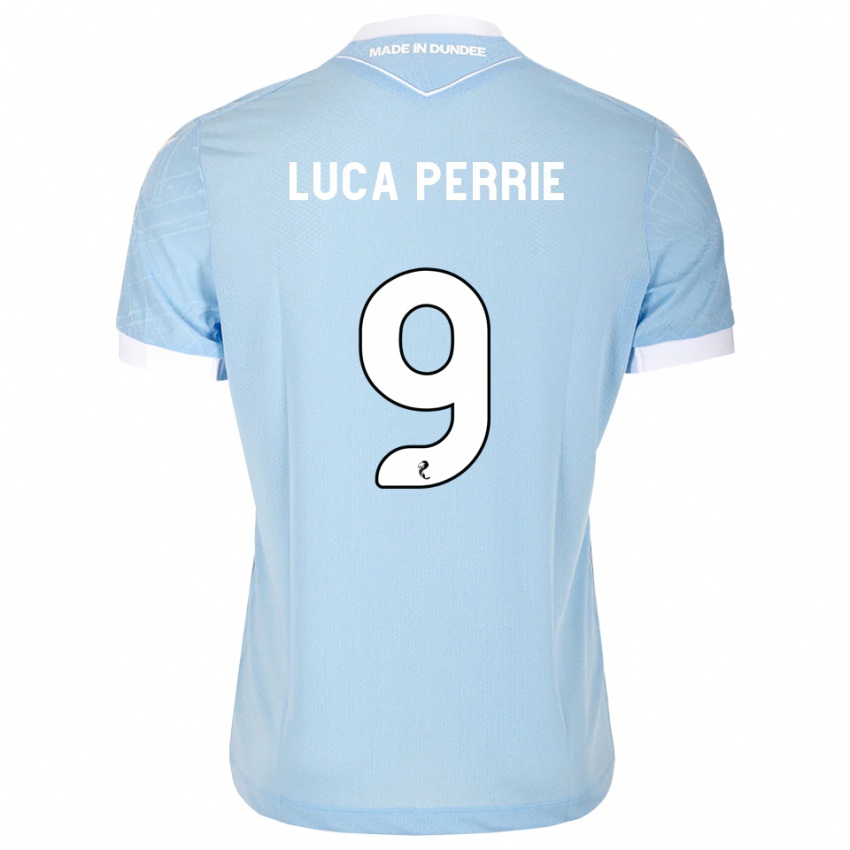 גברים Luca Perrie #9 כחול שמיים בהיר לבן הרחק ג'רזי 2026/27 חולצה קצרה