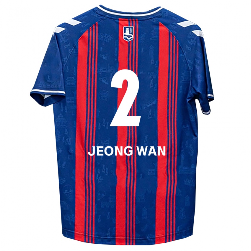 נשים Jeong-Wan Kim #2 כחול אדום לבן ג'רזי ביתית 2026/27 חולצה קצרה