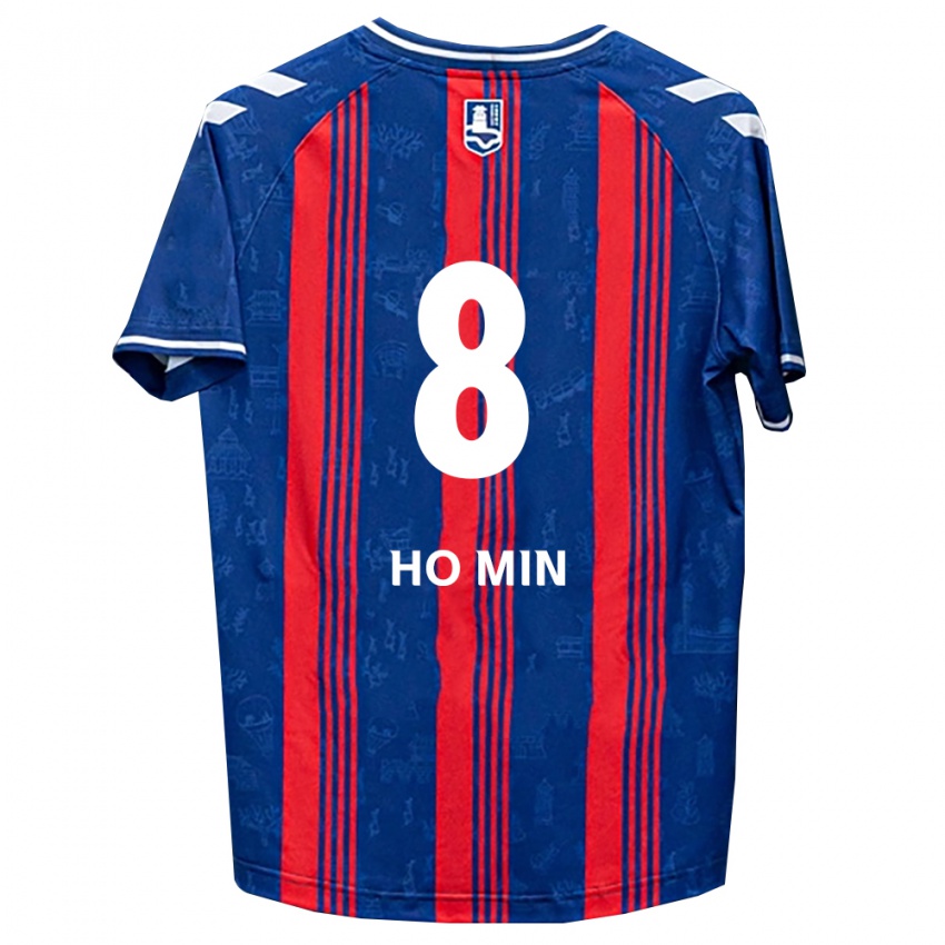 נשים Ho-Min Kang #8 כחול אדום לבן ג'רזי ביתית 2026/27 חולצה קצרה