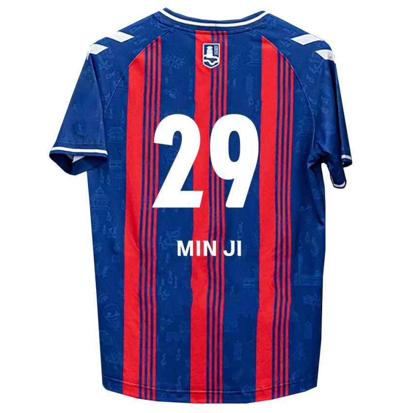 נשים Jeon Min-Ji #29 כחול אדום לבן ג'רזי ביתית 2026/27 חולצה קצרה נשים Jeon Min-Ji #29 כחול אדום לבן ג'רזי ביתית 2026/27 חולצה קצרה