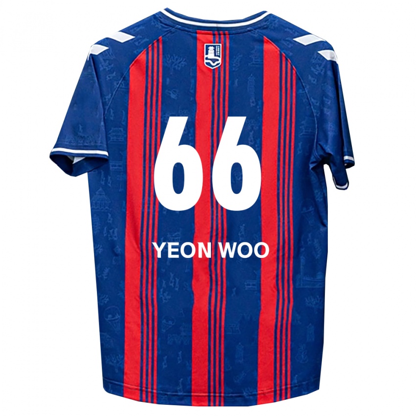 נשים Yeon-Woo Jang #66 כחול אדום לבן ג'רזי ביתית 2026/27 חולצה קצרה