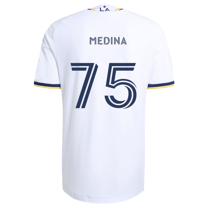 נשים Aaron Medina #75 כחול צהוב ולבן ג'רזי ביתית 2026/27 חולצה קצרה