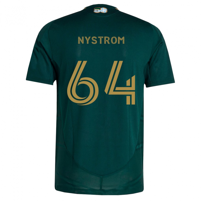 נשים August Nystrom #64 ירוק כהה חום ג'רזי ביתית 2026/27 חולצה קצרה