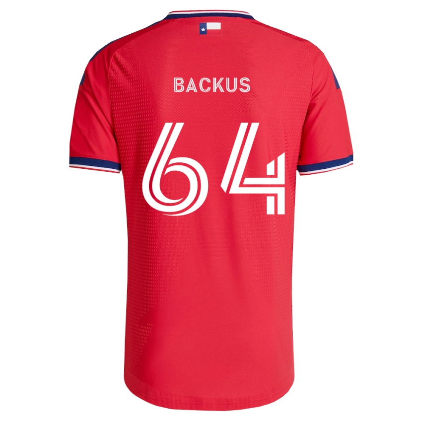 נשים Braeden Backus #64 אדום כחול לבן ג'רזי ביתית 2026/27 חולצה קצרה