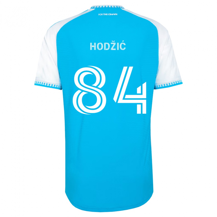 נשים Amil Hodžić #84 כחול שמיים לבן שחור ג'רזי ביתית 2026/27 חולצה קצרה