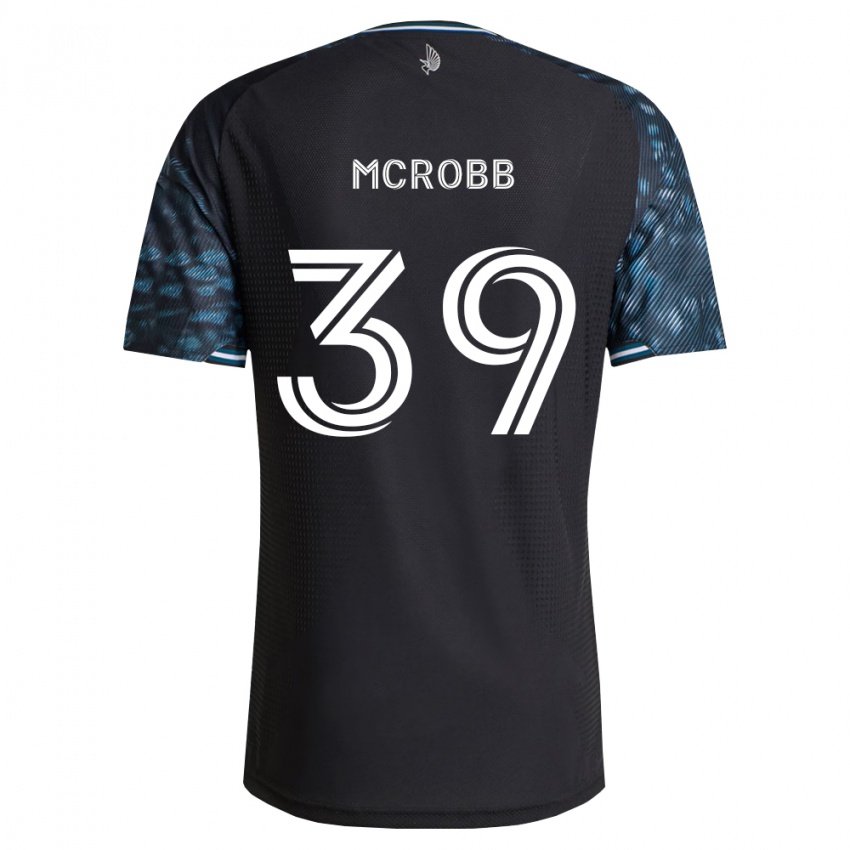 נשים Finn Mcrobb #39 שחור לבן ג'רזי ביתית 2026/27 חולצה קצרה