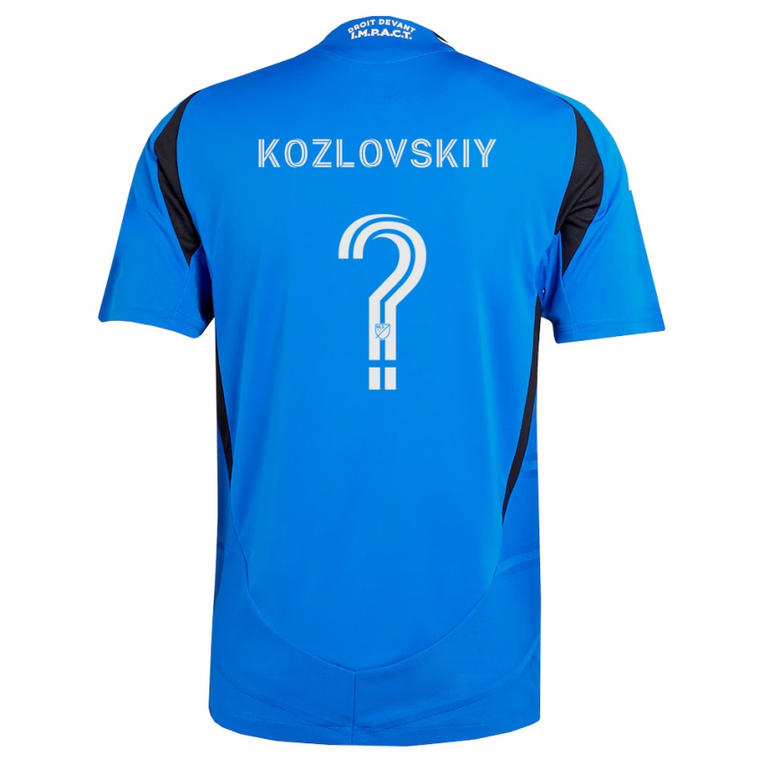 נשים Sergei Kozlovskiy #0 כחול לבן שחור ג'רזי ביתית 2026/27 חולצה קצרה