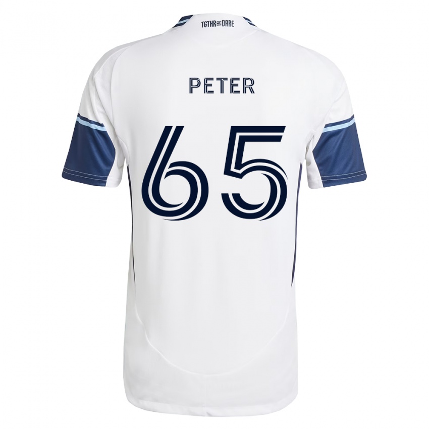 נשים Anyole Peter #65 לבן כחול מלכותי ג'רזי ביתית 2026/27 חולצה קצרה
