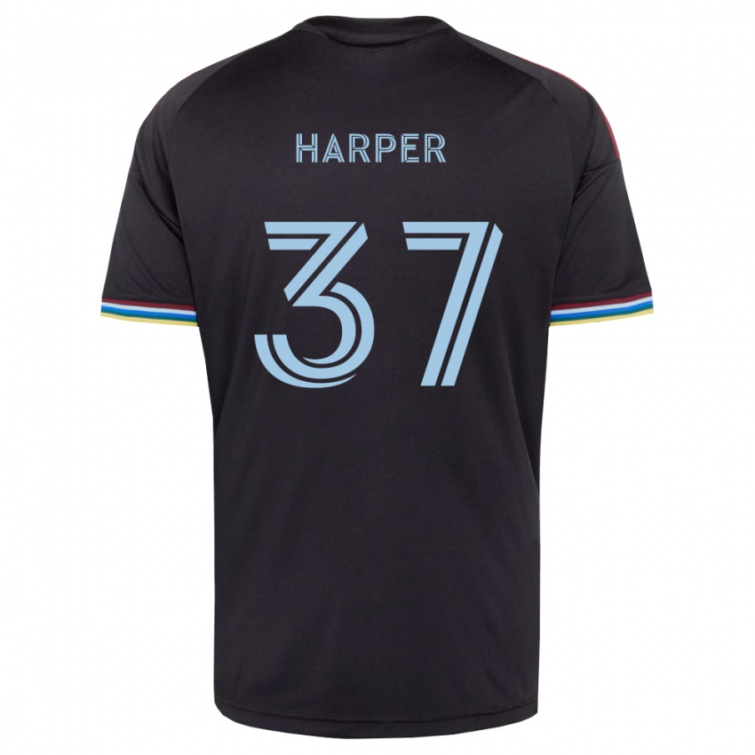 נשים Charlie Harper #37 שחור כחול שמיים ג'רזי ביתית 2026/27 חולצה קצרה