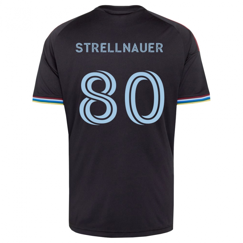 נשים Noah Strellnauer #80 שחור כחול שמיים ג'רזי ביתית 2026/27 חולצה קצרה