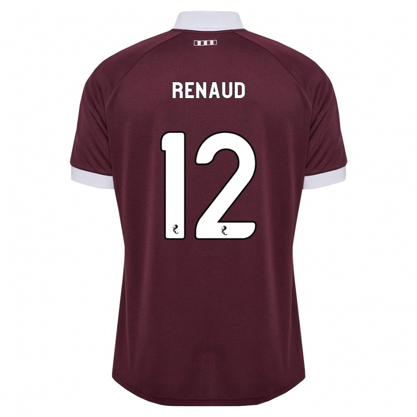 נשים Tom Renaud #12 בורגונדי לבן ג'רזי ביתית 2026/27 חולצה קצרה