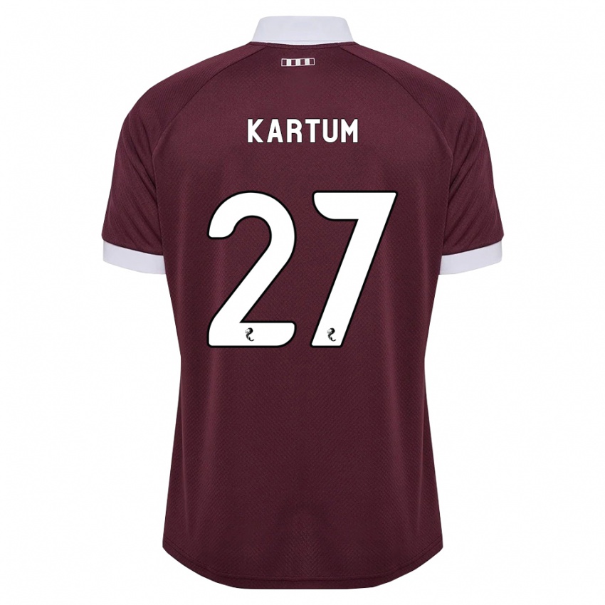 נשים Sander Kartum #27 בורגונדי לבן ג'רזי ביתית 2026/27 חולצה קצרה