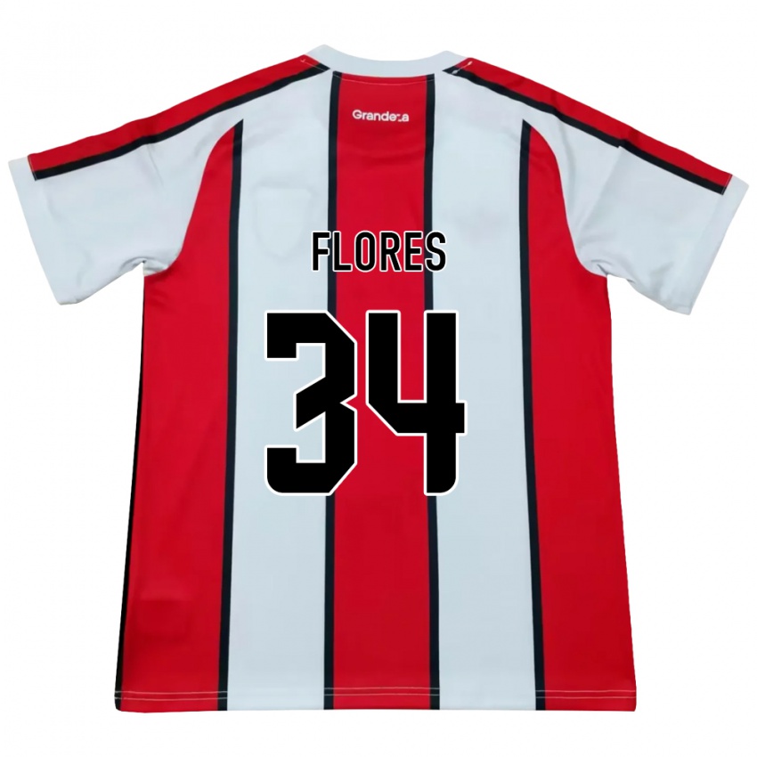 נשים Brenda Flores #34 לבן אדום שחור הרחק ג'רזי 2026/27 חולצה קצרה