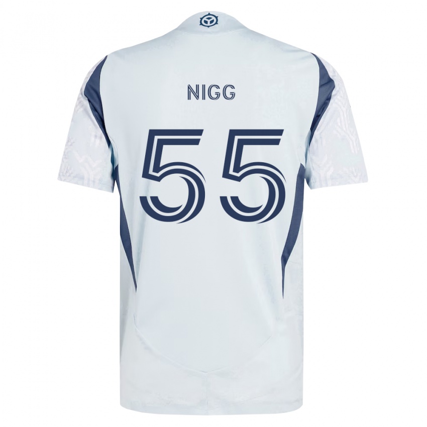 נשים Damian Nigg #55 כחול אפור לבן הרחק ג'רזי 2026/27 חולצה קצרה