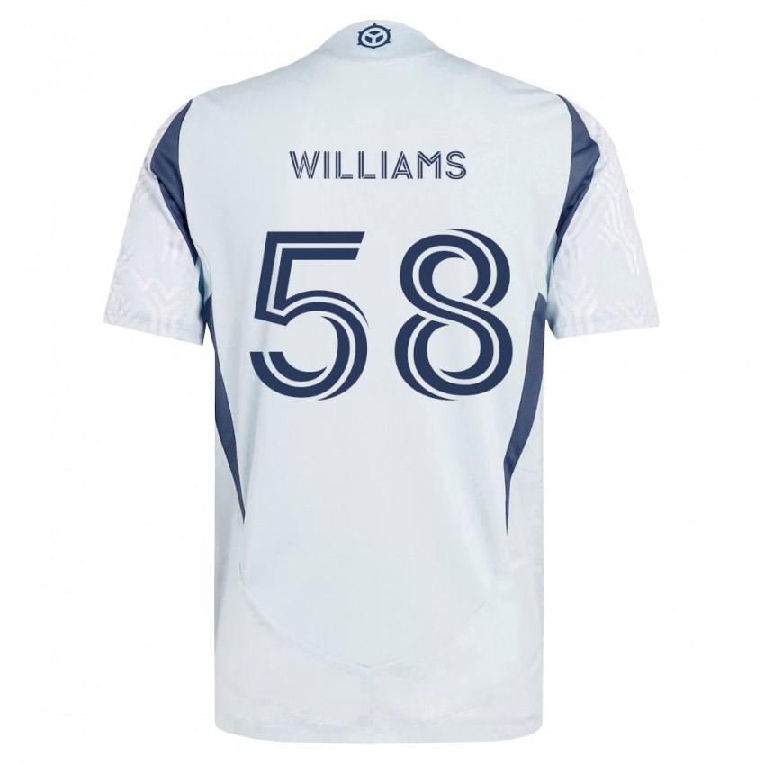 נשים Brody Williams #58 כחול אפור לבן הרחק ג'רזי 2026/27 חולצה קצרה