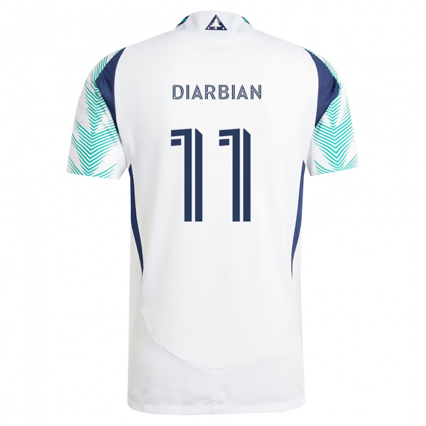 נשים Gevork Diarbian #11 לבן כחול צי ירוק בהיר הרחק ג'רזי 2026/27 חולצה קצרה