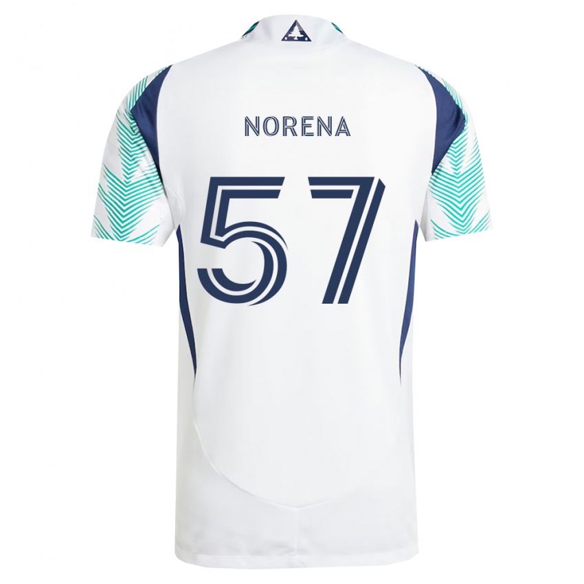 נשים Bryan Norena #57 לבן כחול צי ירוק בהיר הרחק ג'רזי 2026/27 חולצה קצרה
