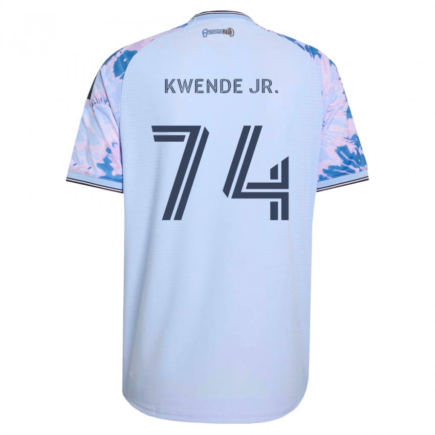 נשים Martin Kwende Jr. #74 כחול מלכותי לבן שחור הרחק ג'רזי 2026/27 חולצה קצרה