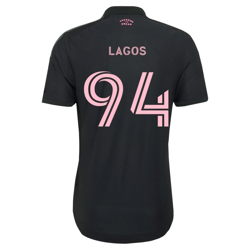 נשים Diego Lagos #94 ורוד שחור לבן הרחק ג'רזי 2026/27 חולצה קצרה