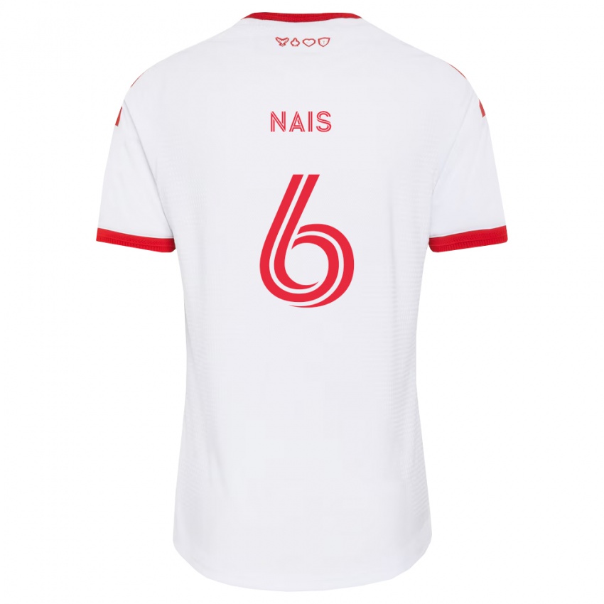 נשים Joshua Nais #6 לבן אדום שחור הרחק ג'רזי 2026/27 חולצה קצרה