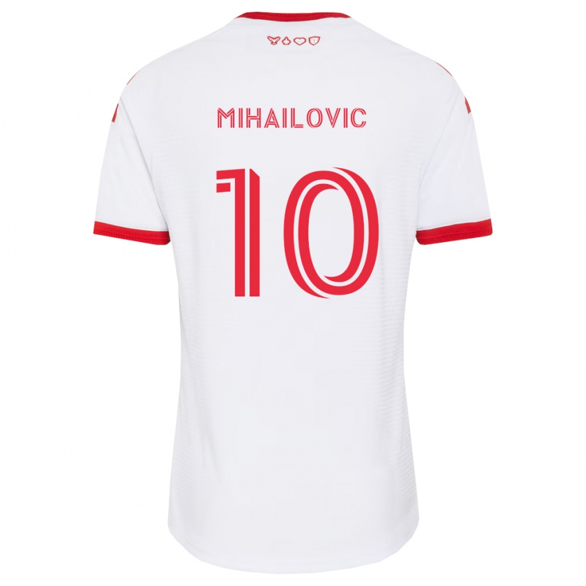 נשים Djordje Mihailovic #10 לבן אדום שחור הרחק ג'רזי 2026/27 חולצה קצרה