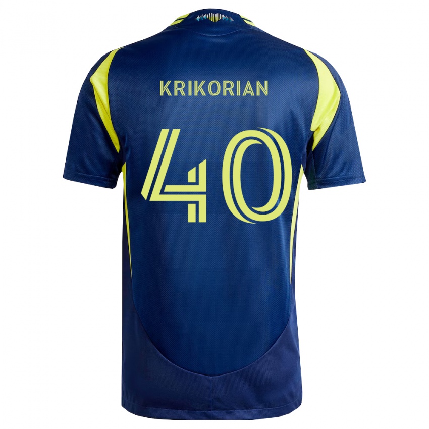 נשים Andre Krikorian #40 צהוב כחול צי הרחק ג'רזי 2026/27 חולצה קצרה