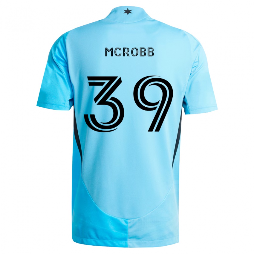 נשים Finn Mcrobb #39 כחול בהיר שחור הרחק ג'רזי 2026/27 חולצה קצרה