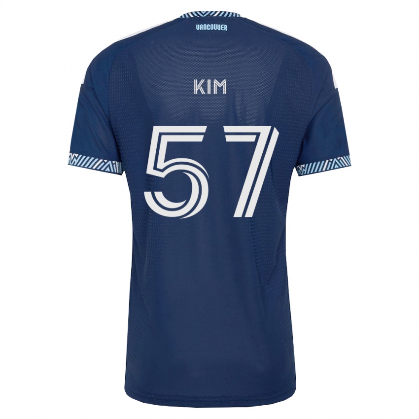 נשים Jayden Kim #57 כחול עמוק לבן הרחק ג'רזי 2026/27 חולצה קצרה