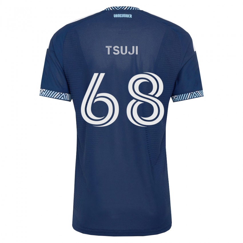 נשים Yuma Tsuji #68 כחול עמוק לבן הרחק ג'רזי 2026/27 חולצה קצרה