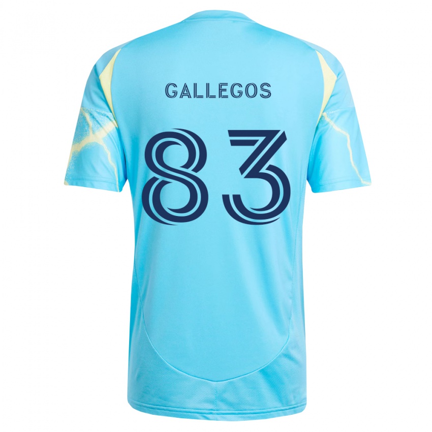 נשים Mateo Gallegos #83 כחול בהיר שחור צהוב בהיר הרחק ג'רזי 2026/27 חולצה קצרה
