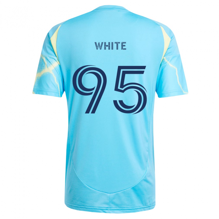 נשים Matthew White #95 כחול בהיר שחור צהוב בהיר הרחק ג'רזי 2026/27 חולצה קצרה