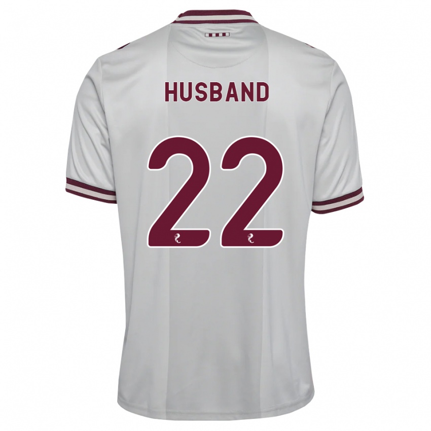 נשים Jessica Husband #22 לבן בורגונדי הרחק ג'רזי 2026/27 חולצה קצרה