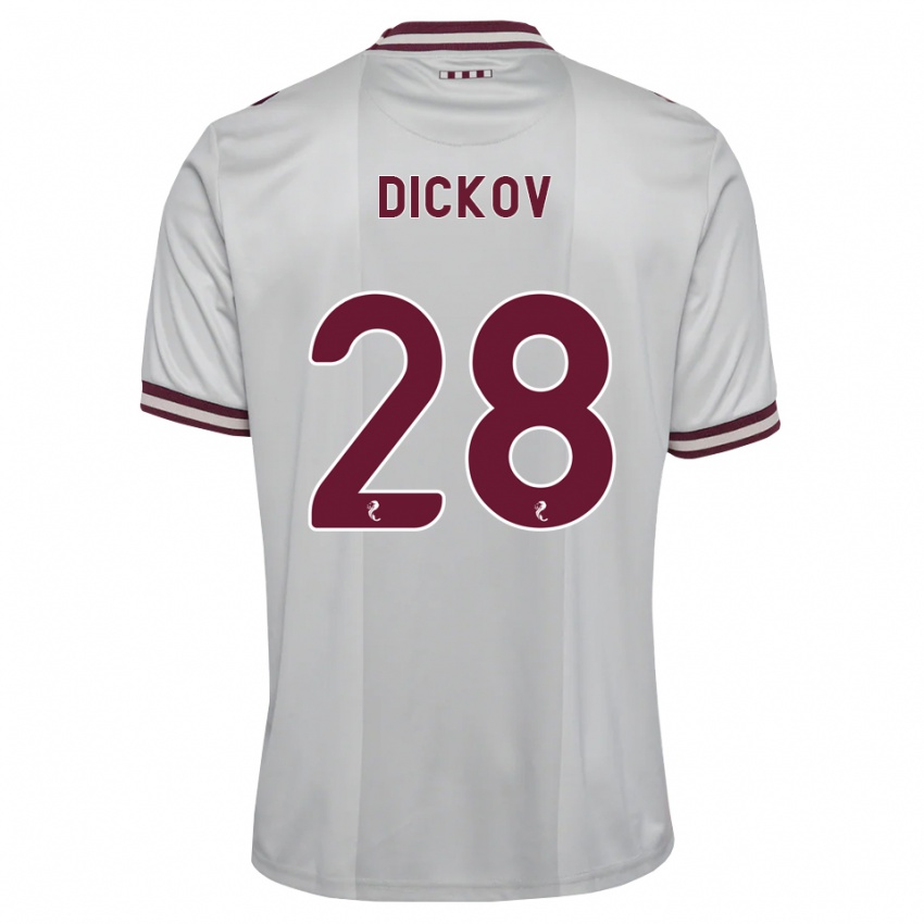 נשים Sam Dickov #28 לבן בורגונדי הרחק ג'רזי 2026/27 חולצה קצרה נשים Sam Dickov #28 לבן בורגונדי הרחק ג'רזי 2026/27 חולצה קצרה