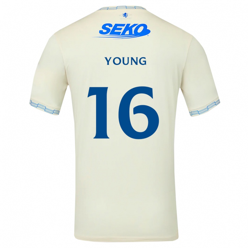 נשים Calum Young #16 כחול שמיים עמוק לבן הרחק ג'רזי 2026/27 חולצה קצרה