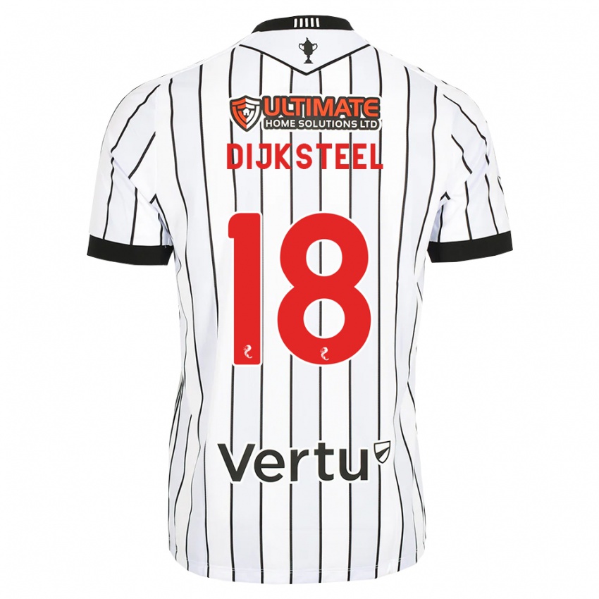 ילדים Malik Dijksteel #18 לבן שחור אדום ג'רזי ביתית 2026/27 חולצה קצרה