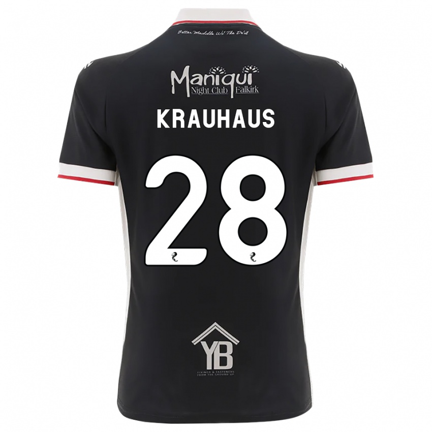 ילדים Ben Krauhaus #28 שחור לבן אדום ג'רזי ביתית 2026/27 חולצה קצרה ילדים Ben Krauhaus #28 שחור לבן אדום ג'רזי ביתית 2026/27 חולצה קצרה