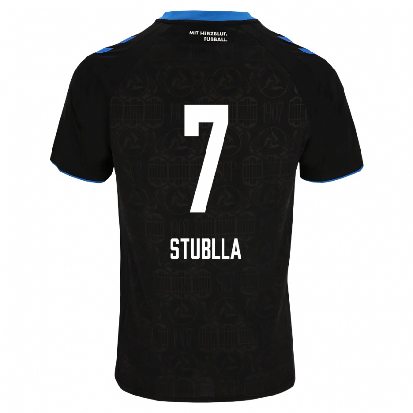 ילדים Shkrep Stublla #7 שחור לבן אדום ג'רזי ביתית 2026/27 חולצה קצרה