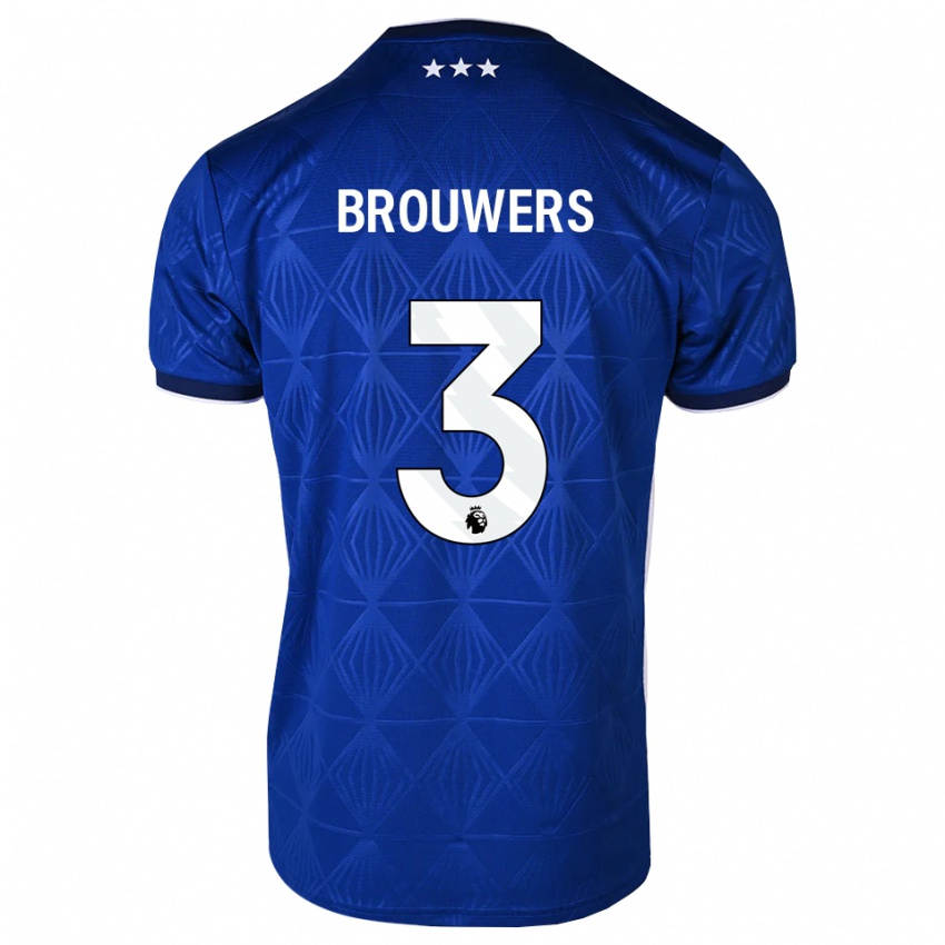 ילדים Steve Brouwers #3 כחול בינוני לבן אדום ג'רזי ביתית 2026/27 חולצה קצרה