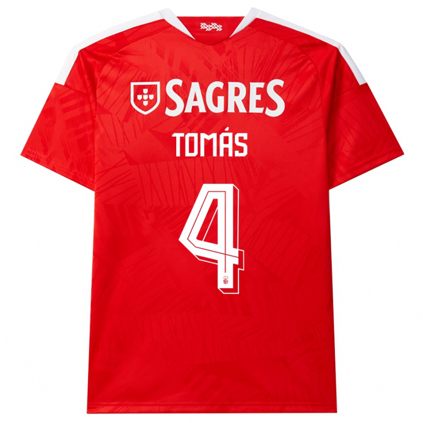 ילדים Tomás Ferreira #4 אדום לבן צהוב ג'רזי ביתית 2026/27 חולצה קצרה