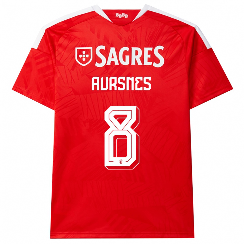 ילדים Fredrik Aursnes #8 אדום לבן צהוב ג'רזי ביתית 2026/27 חולצה קצרה