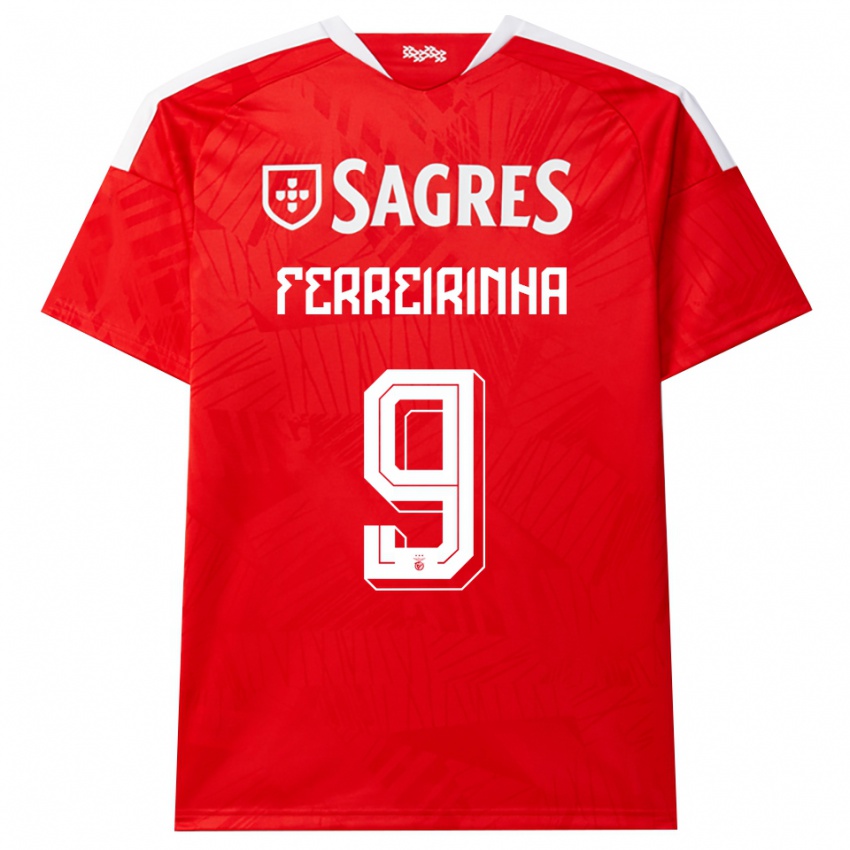 ילדים Afonso Ferreirinha #9 אדום לבן צהוב ג'רזי ביתית 2026/27 חולצה קצרה