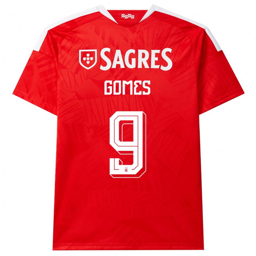 ילדים Martim Gomes #9 אדום לבן צהוב ג'רזי ביתית 2026/27 חולצה קצרה