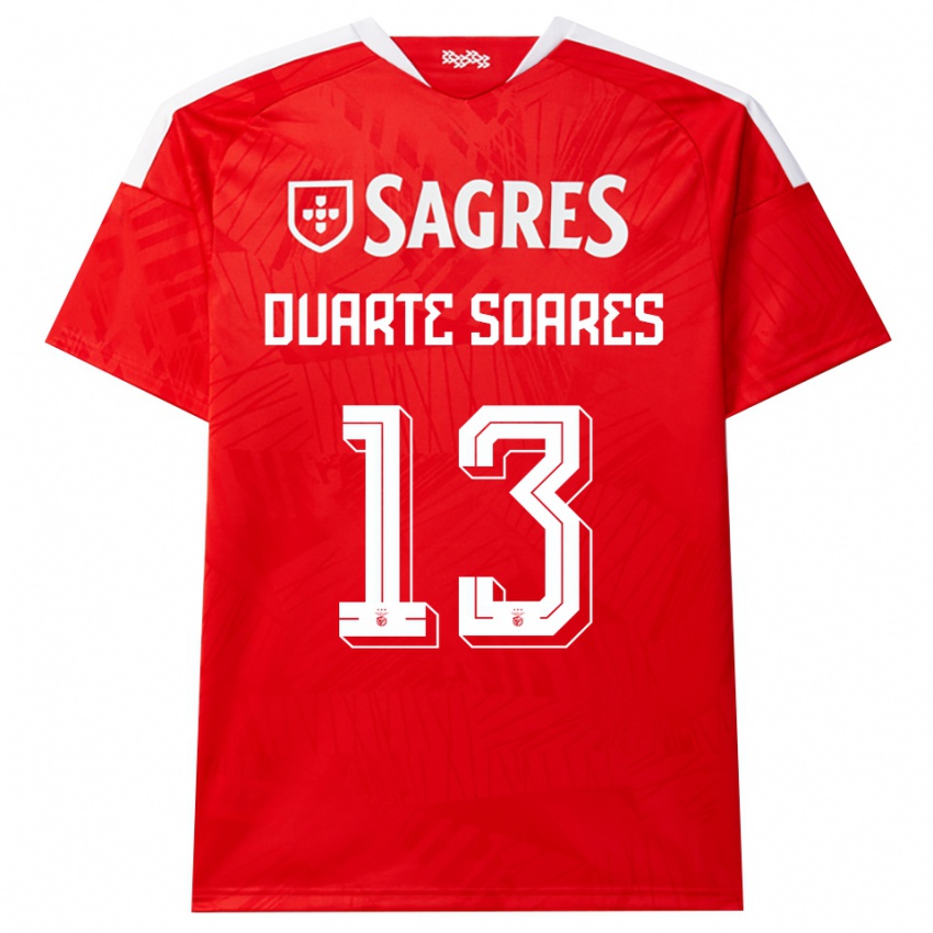 ילדים Duarte Soares #13 אדום לבן צהוב ג'רזי ביתית 2026/27 חולצה קצרה