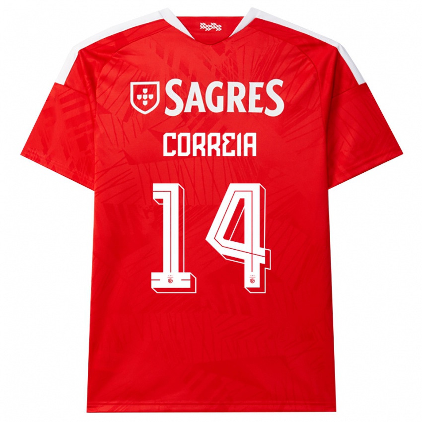 ילדים Rúben Correia #14 אדום לבן צהוב ג'רזי ביתית 2026/27 חולצה קצרה