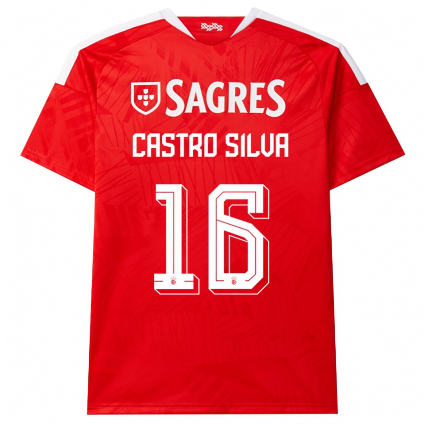 ילדים Guilherme Castro Silva #16 אדום לבן צהוב ג'רזי ביתית 2026/27 חולצה קצרה