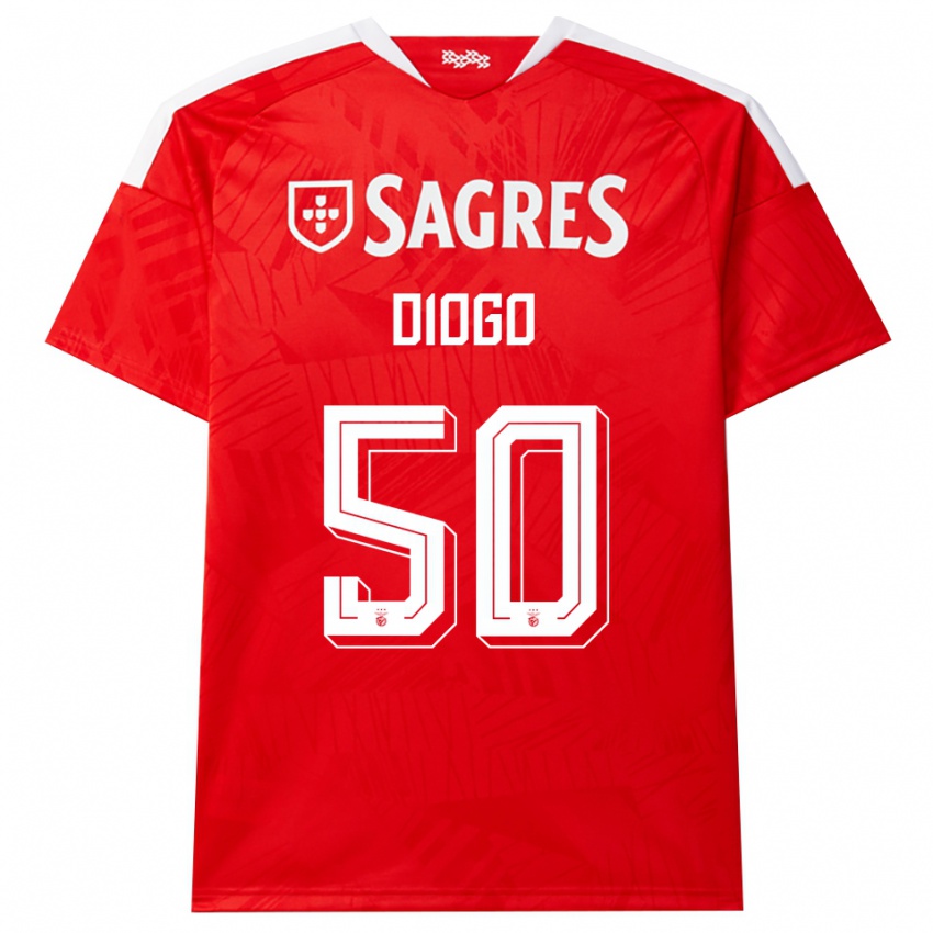 ילדים דיאוגו פריירה #50 אדום לבן צהוב ג'רזי ביתית 2026/27 חולצה קצרה