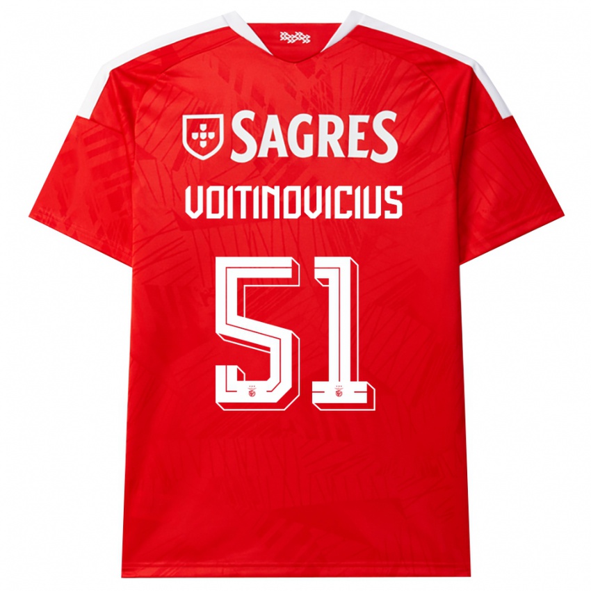 ילדים Arnas Voitinovicius #51 אדום לבן צהוב ג'רזי ביתית 2026/27 חולצה קצרה