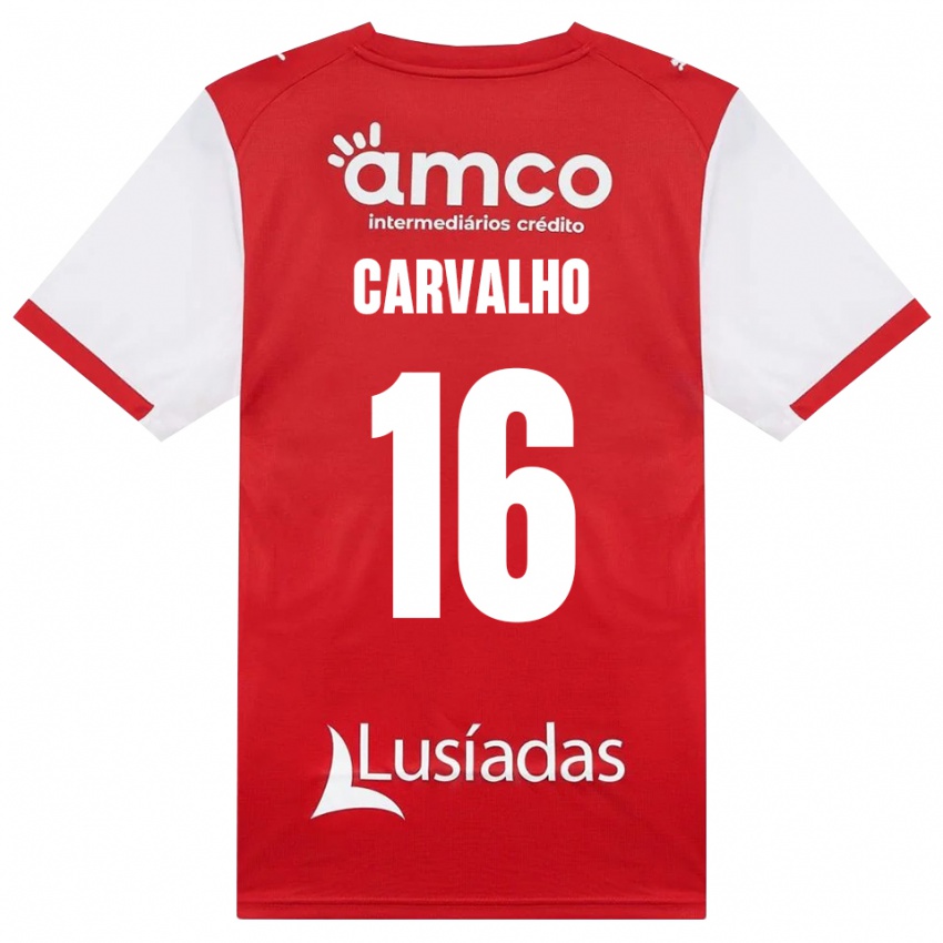 ילדים Alexandre Carvalho #16 לבן אדום שחור ג'רזי ביתית 2026/27 חולצה קצרה