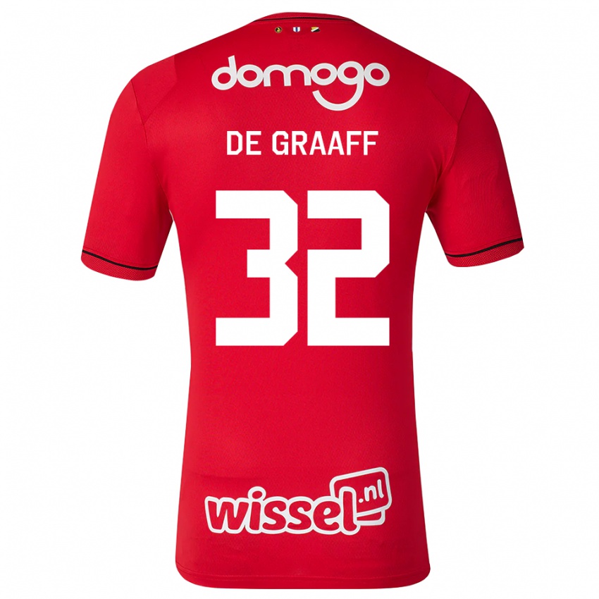 ילדים Tom De Graaff #32 אדום לבן שחור ג'רזי ביתית 2026/27 חולצה קצרה